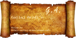 Gallaj Arzén névjegykártya